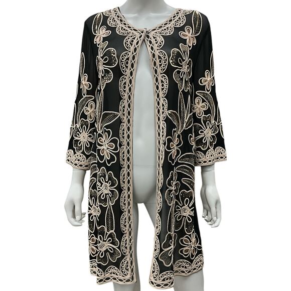 Simply Couture Duster Women’s Size Large Mesh with Ribbing Design and Sequins